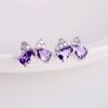 Purple Zircon Stud Earrings For Women Delicate Piercing Accessories For Everyday Wear Delicate Girl Earrings
