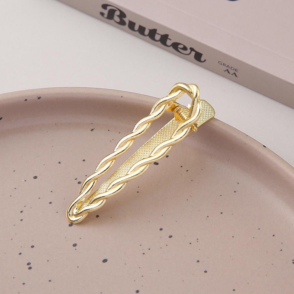 3pcs Metal Cutout Hair Clip Duck Beak Clip Square Clip Pearl Clip Diy Hair Accessories