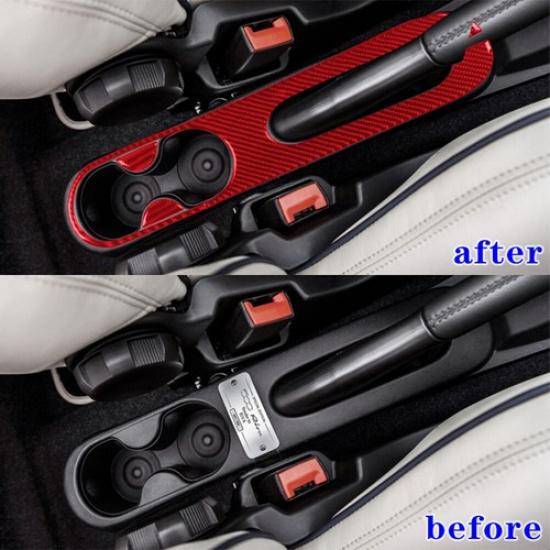 Red Carbon Fiber Interior Handbrake Console Cover Trim For 2012-15 Fiat 500