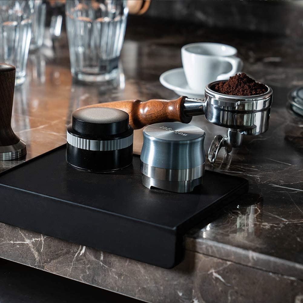 watchget Tamper Mat Coffee Tamper Coffee Mat Extra Thick Tamping Mat Heat Resistant Espresso Mat Silicone Protect Tables and Holders Black
