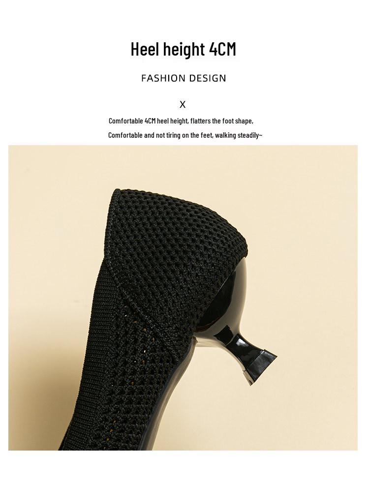 Damskie Oddychające Wsuwane Szpilki Fly-Knit - Szpiczasty Nosek, Moda Wiosna/Lato