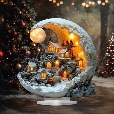 Dwuwymiarowy Akrylowy Ornament Religijny w Kształcie Półksiężyca do Dekoracji Domu