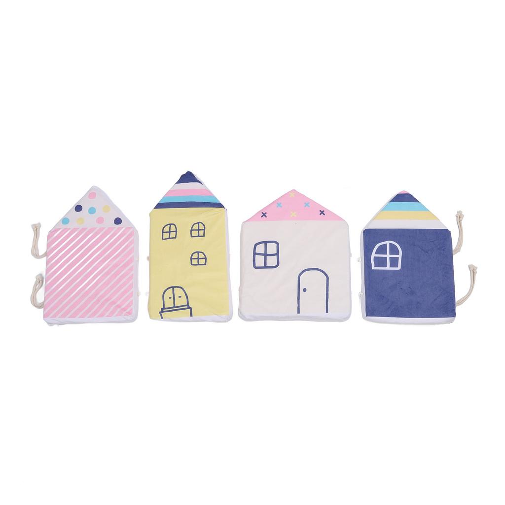 4pcs House Shape Baby Bed Bumper Cartoon Anti Collision Bed Surrounder Detachable Washable Baby Bed