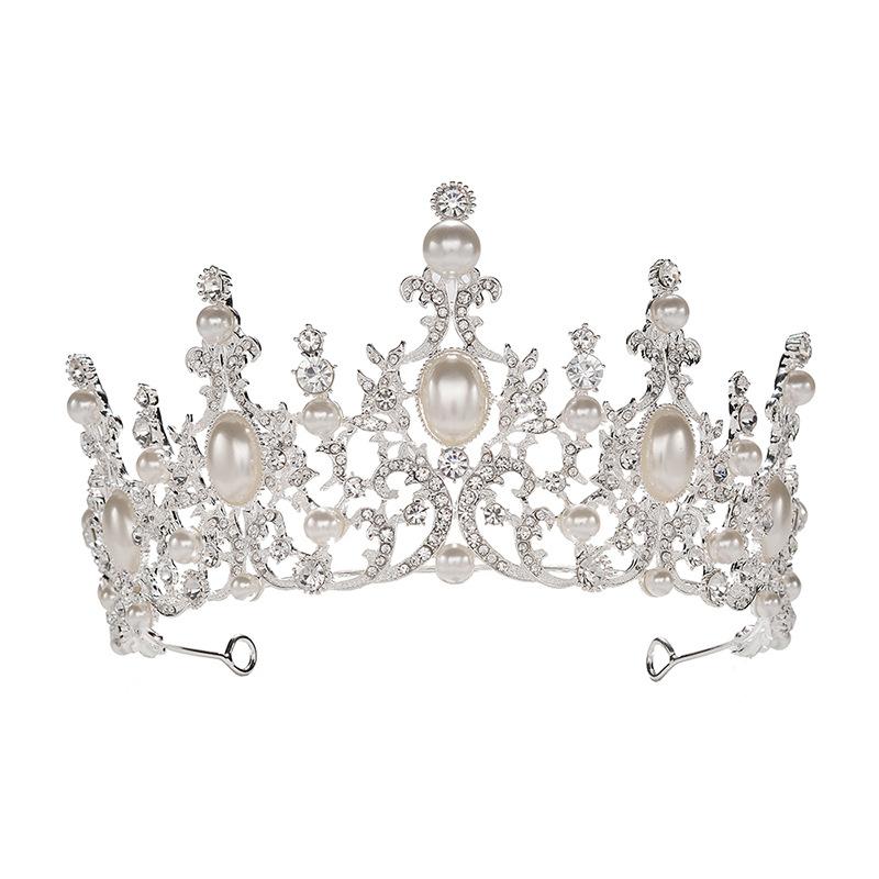 Koreansk brudkrona, roséguldpärlhårband, bröllopsaccessoarer i legering