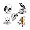 Skull Series Black Lips Brooch: Mouth Hook, Big Knife, Rose, Patchwork Designs