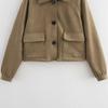 Women's Suede Pocket Jacket with Turn-Down Collar - 2024 Autumn Casual European & American Style