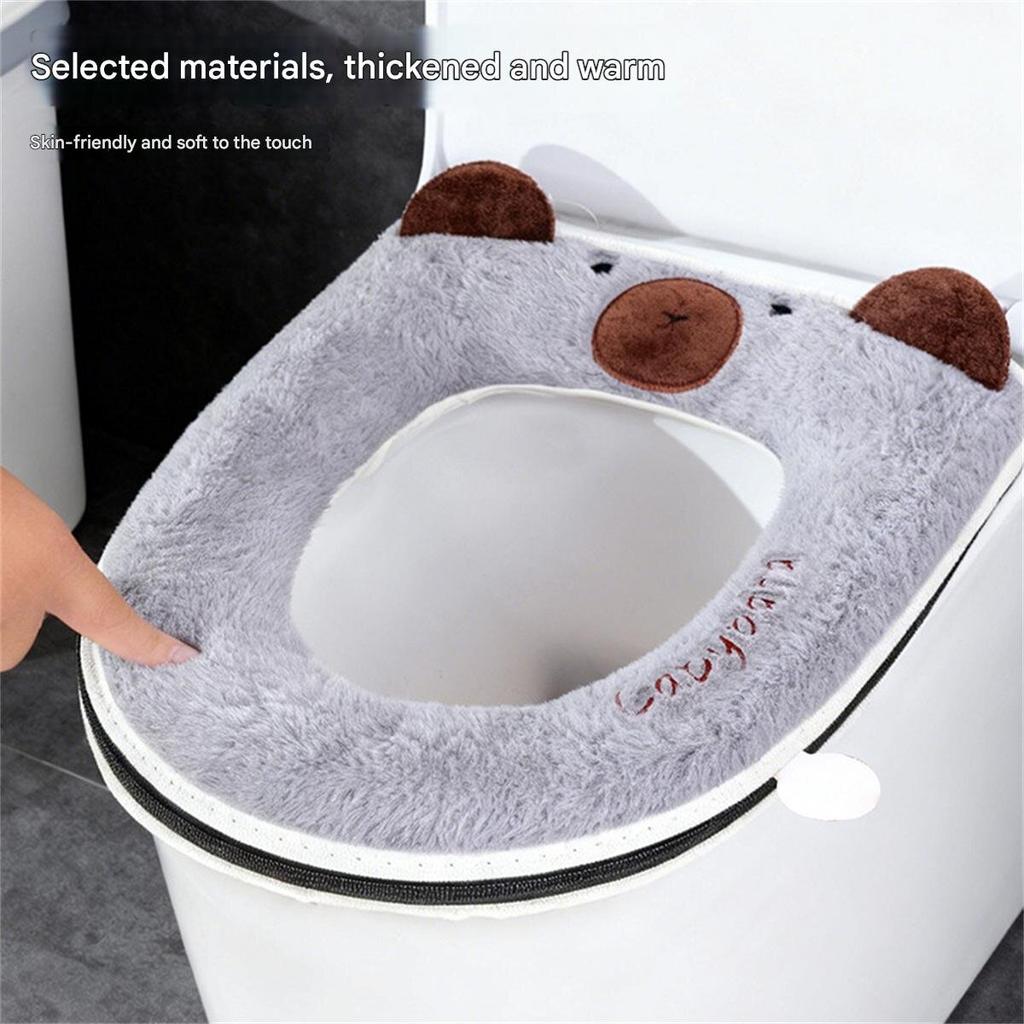 Cartoon Toilet Cover Plus Velvet Toilet Seat Cover Thickened Zipper Cartoon Toilet Mat To Protect Pregnant Women Confin