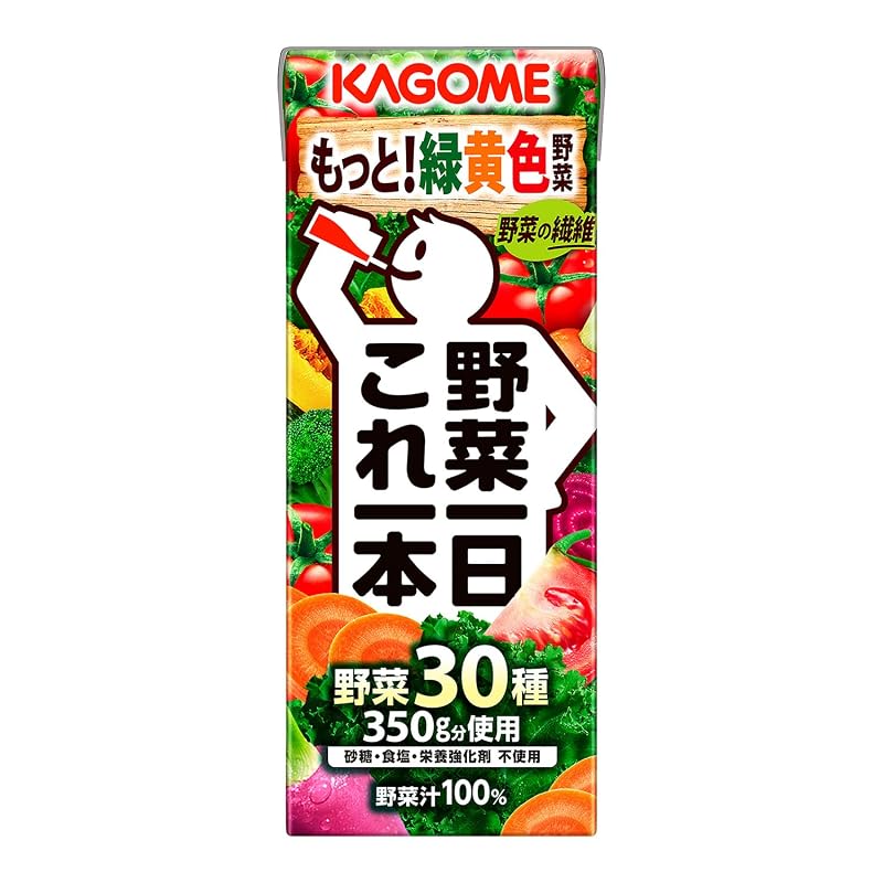 Kagome Vegetable Juice - One Bottle a Day, 200ml paper pack x 24 bottles (Dietary Fiber, Potassium, Vitamin A, Lycopene, Calcium)