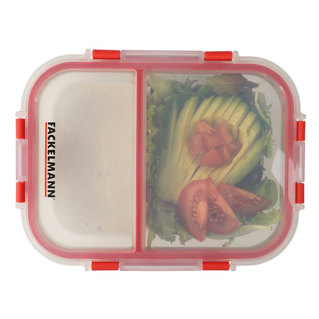 Set of 2 Glass Meal Boxes with Two Compartments 1000 Ml Fackelmann Move Ref. 9941750
