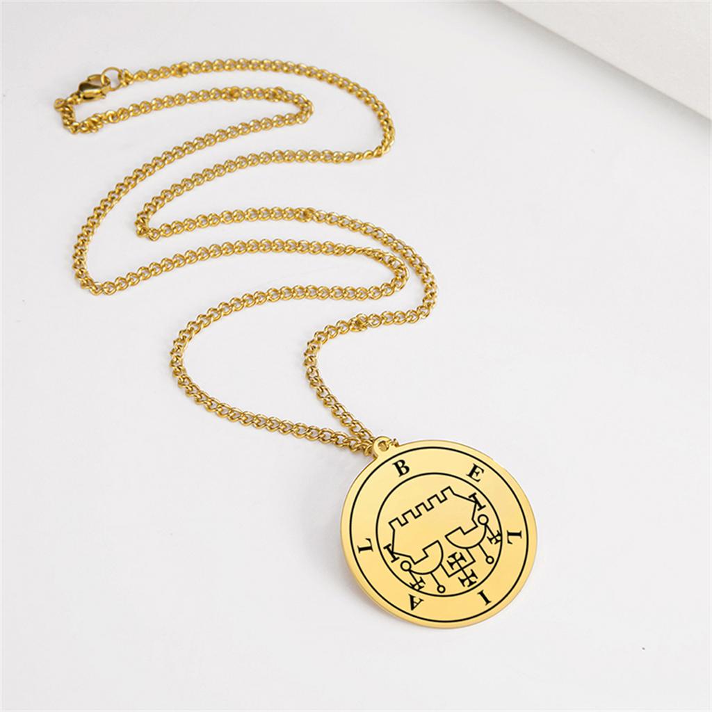 King Belial Sigil Demon Seal Necklace Stainless Steel Key of Solomon Pendant Necklaces Amulet Jewelry Gifts Wholesale
