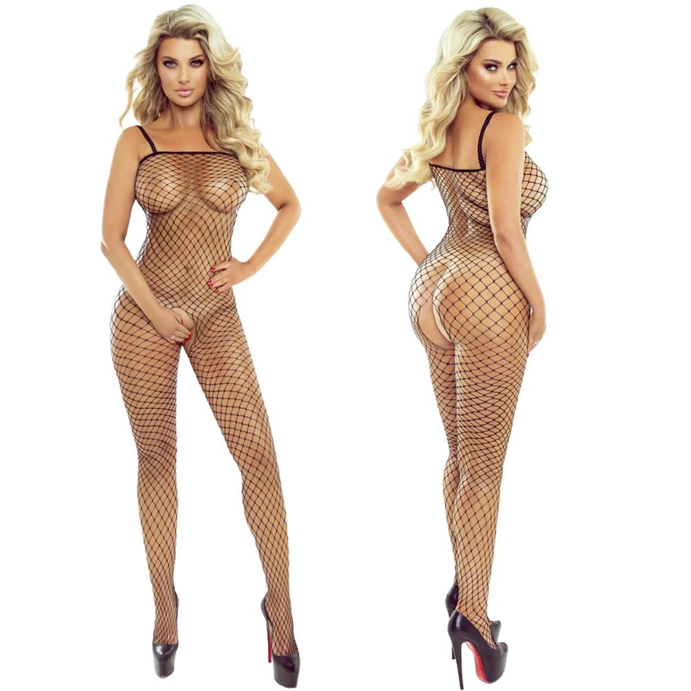 Women Sexy Bodystocking Lingerie Fishnet Open Crotch Stocking Naughty Sultry Erotic Tights Plus Size Porn Baby Stretchy Lingerie