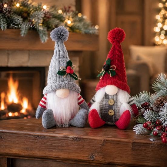 Acrylic Festive Party Supplies Faceless Plush Doll, Christmas Tree Hanging Ornaments, Knitted Rudolf Stuffed Holiday Ornaments Toy, Nordic Window