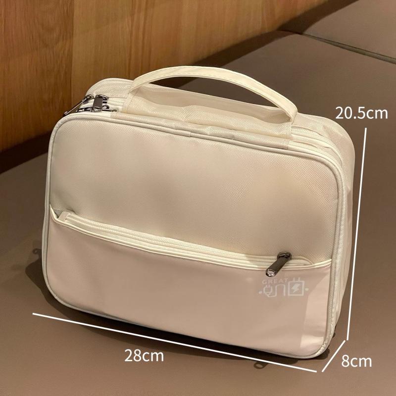 Large Capacity Cute Women's Makeup Bag - Portable Travel Cosmetic Organizer with Brush Partition