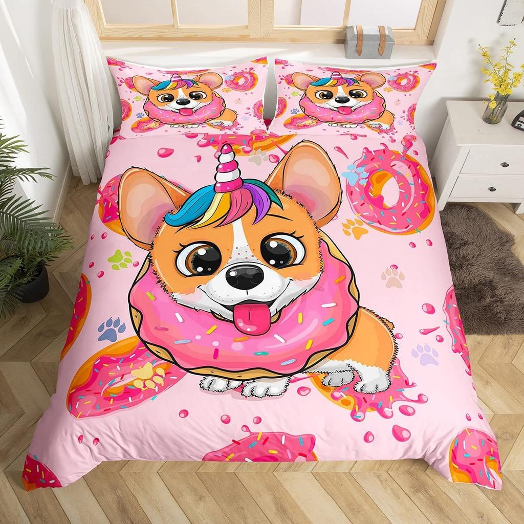 Rainbow Unicorn Quilt Cover Charming Dreamy Horse Comforter Cover Cartoon Little Unicorn Bed Cover Kit Single Size For Girl Teen Kawaii Gifts