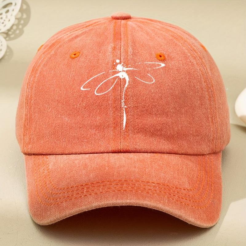 

Dragonfly print retro soft brimmed curved baseball cap for both Unisex and Women, adjustable outdoor sports and leisure hat Adjustable