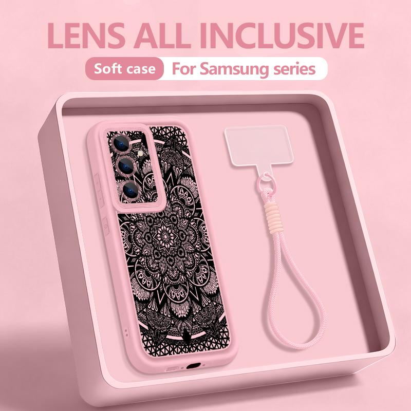 Wrist Lanyard Case For Samsung Galaxy S26 S24 S25 Ultra S23 S25 FE A57 A17 A37 A56 A16 A55 A54 A15 A25 Vintage Patterns Cover