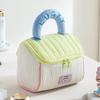 Color Block Soft Makeup Travel Bag - Large Capacity Portable Handbag