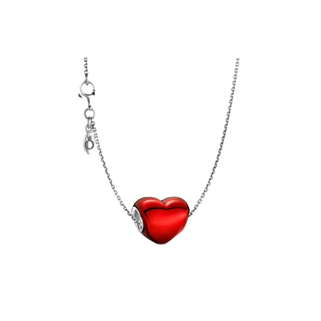 Pandora Heart Shaped Metal Red Heart Charm Women Jewelry 799291C02
