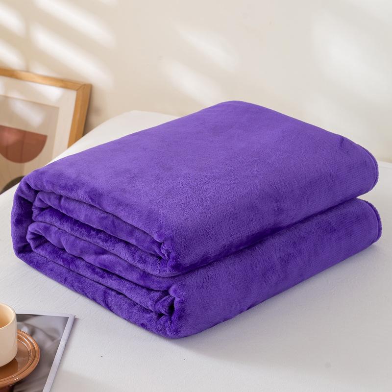Solid Color Flannel Blanket - Summer Sofa Nap Cover, Coral Fleece Bed Sheet, Gift Blanket