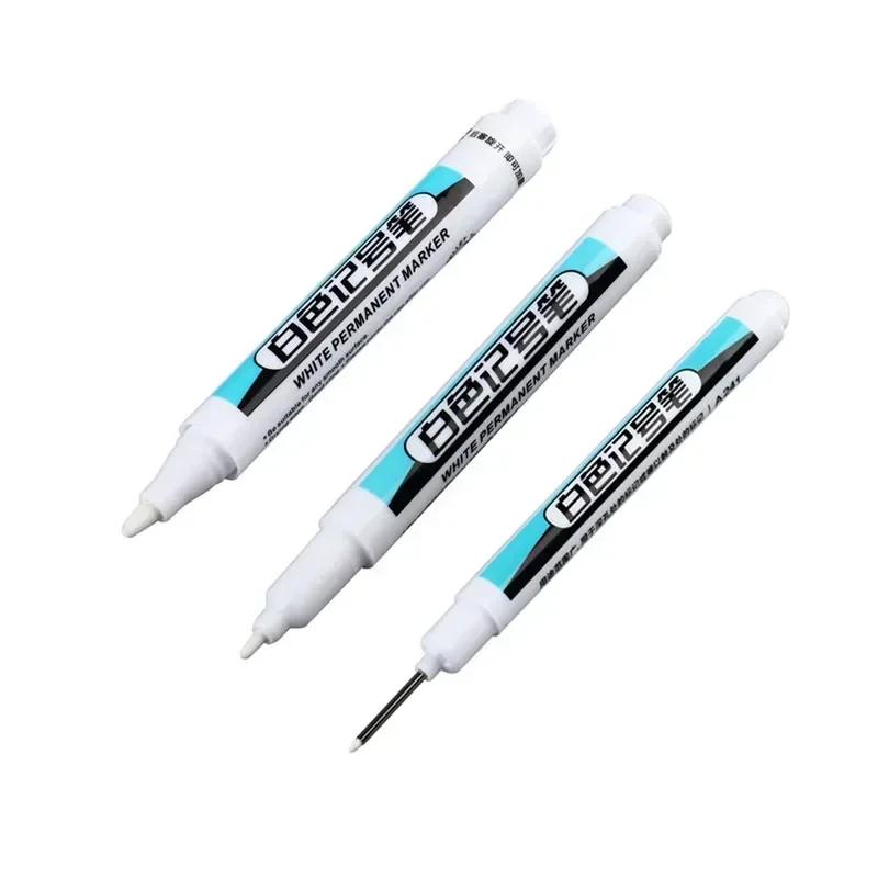 1/3Pcs White Permanent Marker Pens 0.7/1.0/2.5MM Paint Marker For Wood Rock Plastic Leather Glass Stone Metal Deep Hole Marker