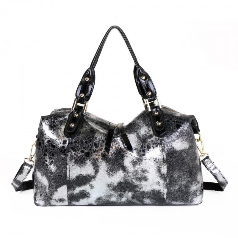 

Women S Bag Crossbody Handbag First Layer Cowhide Shoulder Bag Snake Pattern Boston Bag Large Capacity чорний