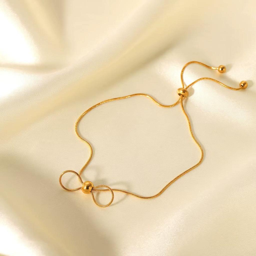 316L Stainless Steel Adjustable Bowknot Beads Bracelet Women SimpleSweet  Set Gifts