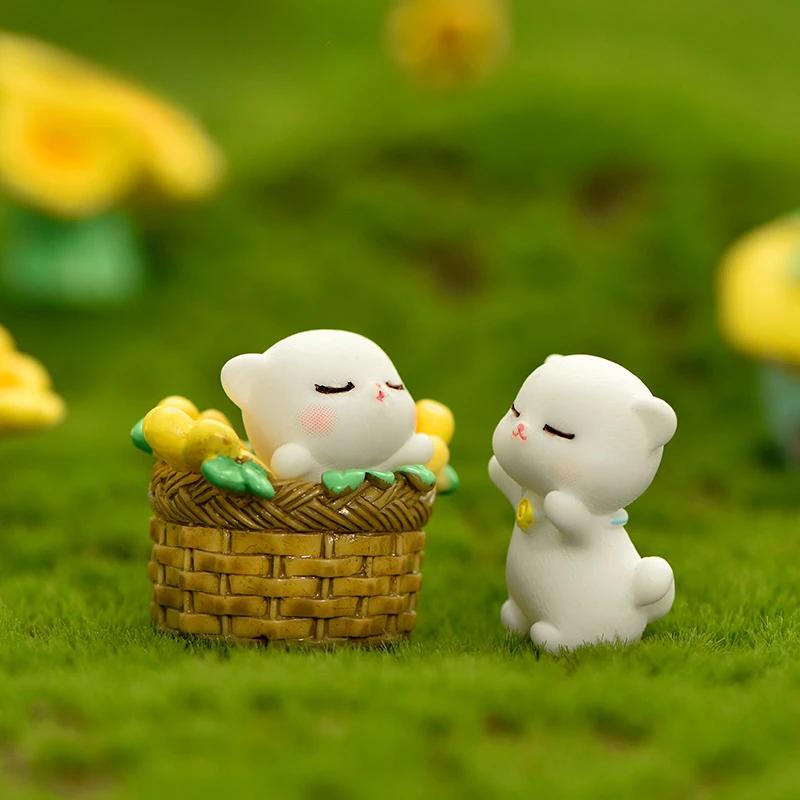 Sunflower Kitten Cute Cats Mini DIY Desktop Accessories Cartoon Small Animal Resin Crafts Succulent Bonsai Decoration 2025 New