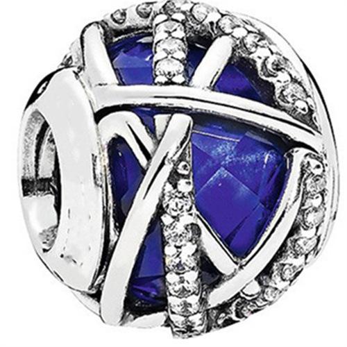 Bracelet Blue Transparent Shining Round String Mother'S Day Beaded Pendant Silver Plated Bracelet Bracelet Loose Beads