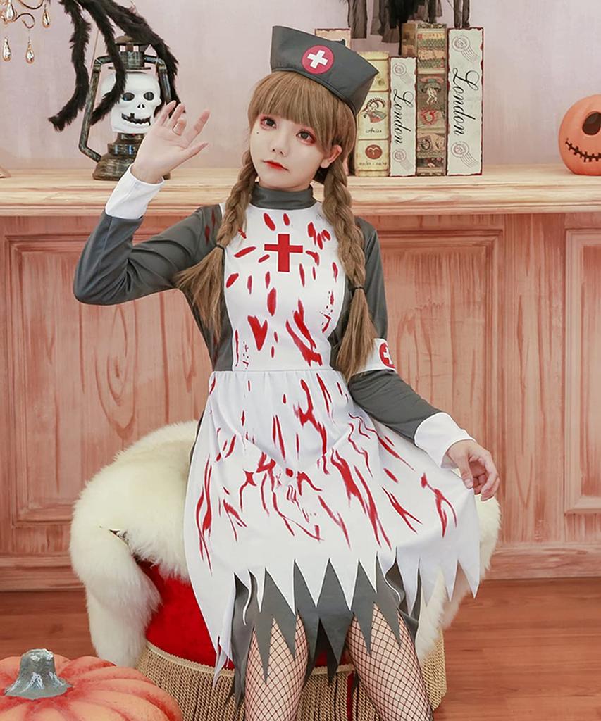 [Milky Time] Halloween Cosplay Dress, Gothic, Church, Nun, Zombie, Sister, Nurse (Nurse)