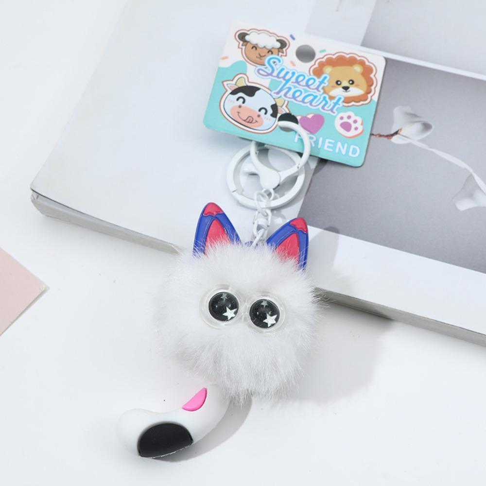 

Cartoon Small Briquettes Keychain Decorative Cat Plush Ball Key Chain Women Men