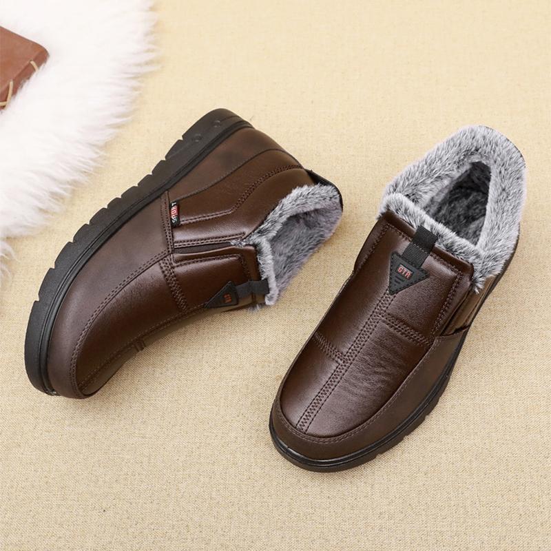 Pantofi sport pentru bărbați, pantofi sport din piele, pantofi de iarnă, pantofi de mers pe jos, pantofi calzi pentru tați de vârstă mijlocie și vârstnici