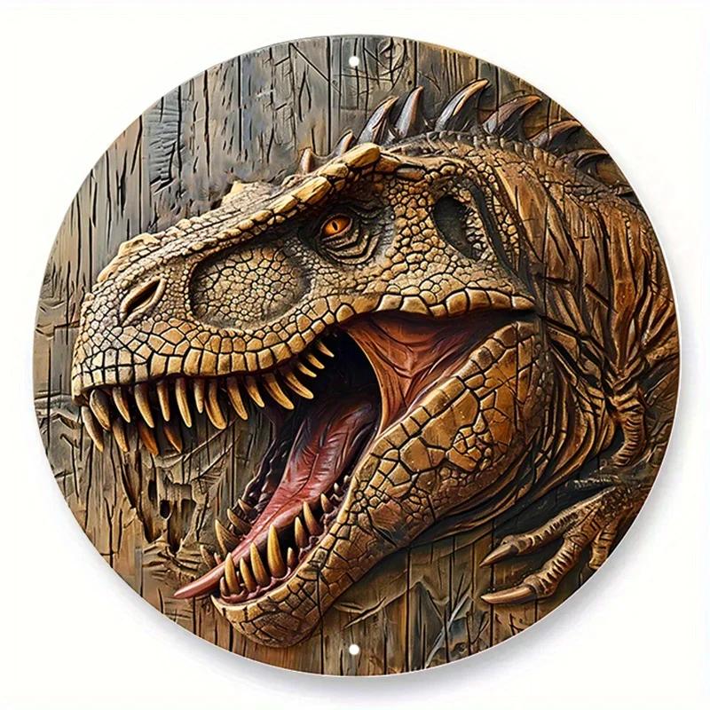 Round Metal Tin Sign Art Painting Wreath Decorative Plates Entrance Decor Gift Mask Theme For Bar Cafe Club Home Room Wall Decor