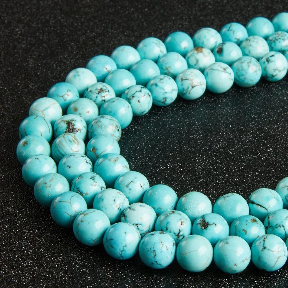 Light Turquoises Natural Stone Round Beads 15"Strand Smooth Loose Spacer Beads 4/6/8/10/12mm for Jewelry Making DIY Bracelets Charms Accessories