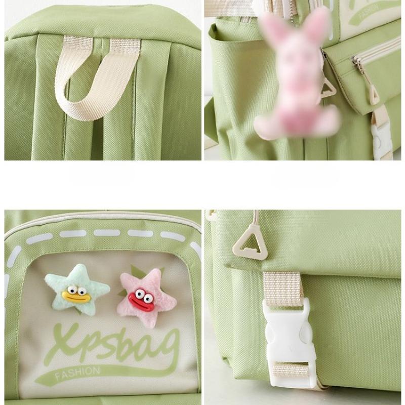 4pcs Set Large Capacity Backpack for Girl Boy Elementary School Fresh Bag Cute and Versatile Backpack for Junior High School Students