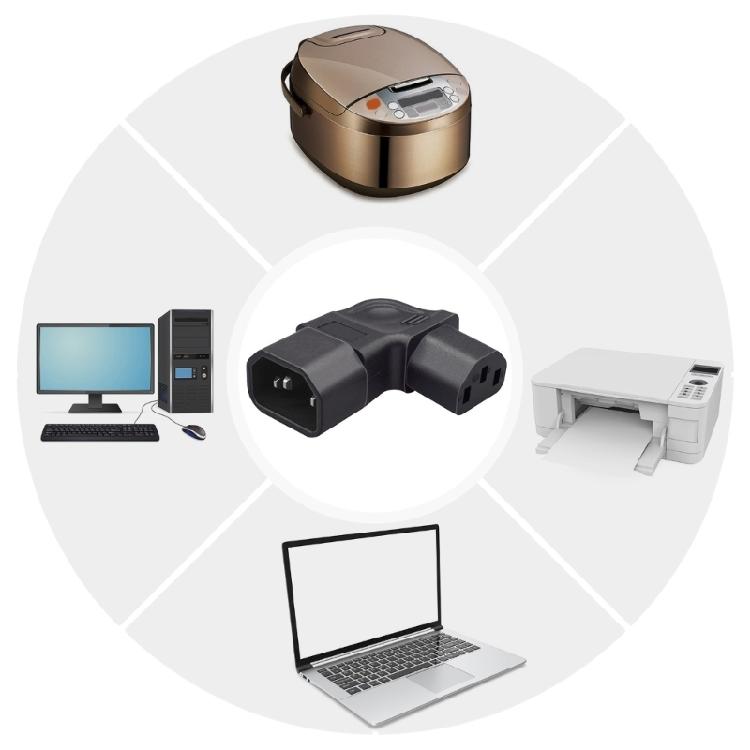 Rechtwinkliger IEC320 C14 zu C13 Steckdosenadapter, 3-Pin Stecker auf Buchse, PVC-KonstruktionS