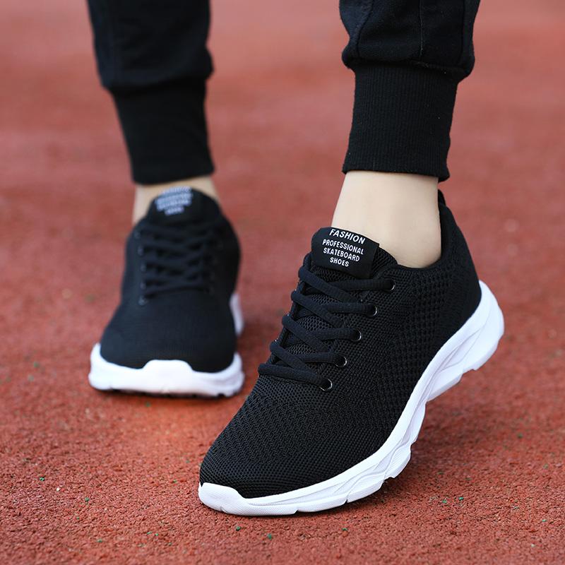 Spring lightweight running sneakers mesh breathable casual travel shoes black shoes