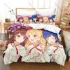 Aikatsu! Anime Bedding Set 3PCS Soft Microfiber Duvet Cover Pillowcases Cute Idol Printed Bed Set for Kids Girls Bedroom Decor