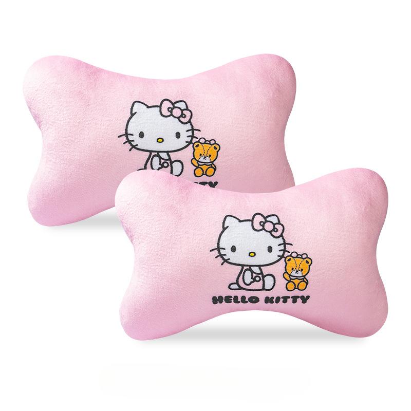 Hello Kitty Car Neck Pillow Cartoon Car Headrest Pillow Car Accessories Interior Woman Kawaii Seat Pillow