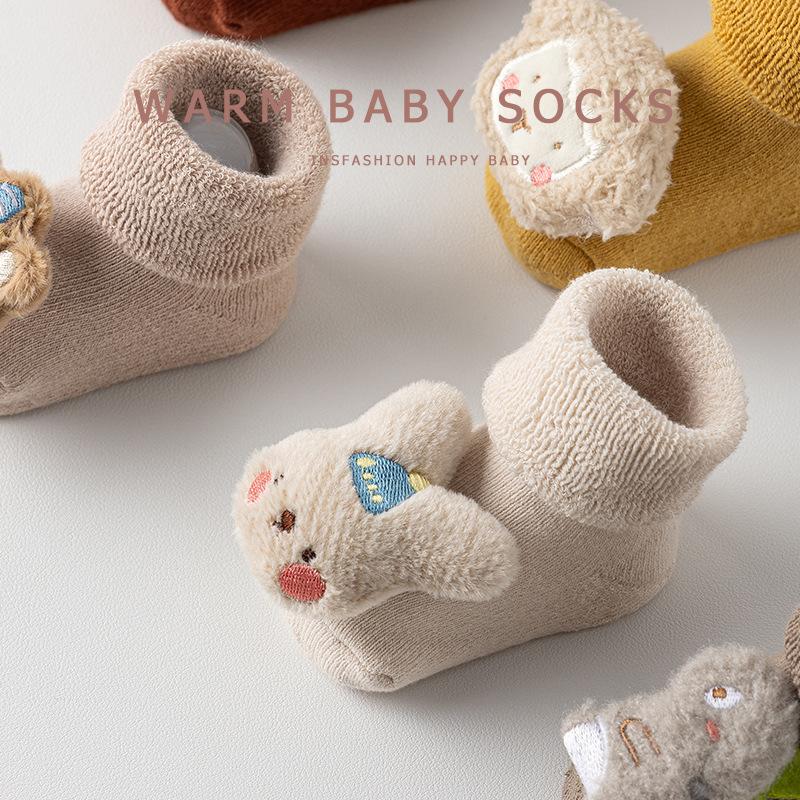 Kuschelige, mit Baumwollfleece gefütterte Babysocken für 0-3 Jahre - Warmer Frottee, Wadenlang, Herbst/Winter