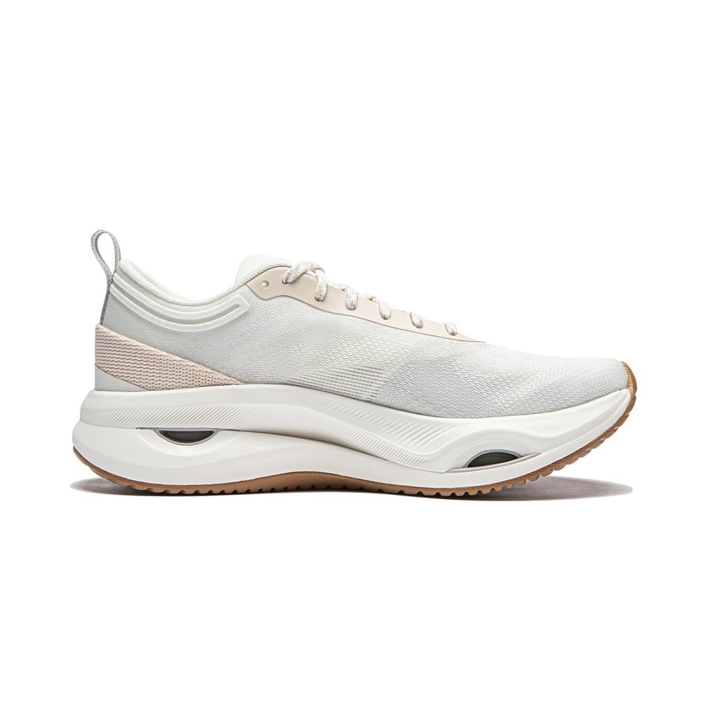 New LiNing Cushioning Anti Slip And Wear Resistant Lightweight Rebound Low Top Casual Running Shoes Women's White Gray ARHU006-3