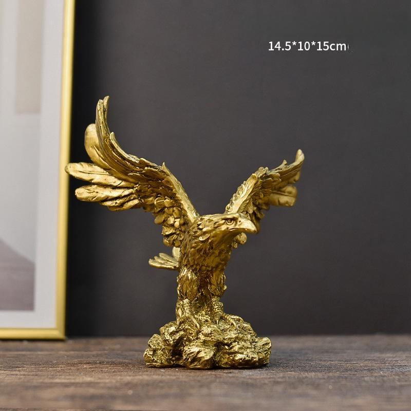 Eagle Resin Golden Eagle Statue Art Animal Model Collection Ornaments Wine Cabinet for Home Office Desktop Feng Shui Decor Gifts