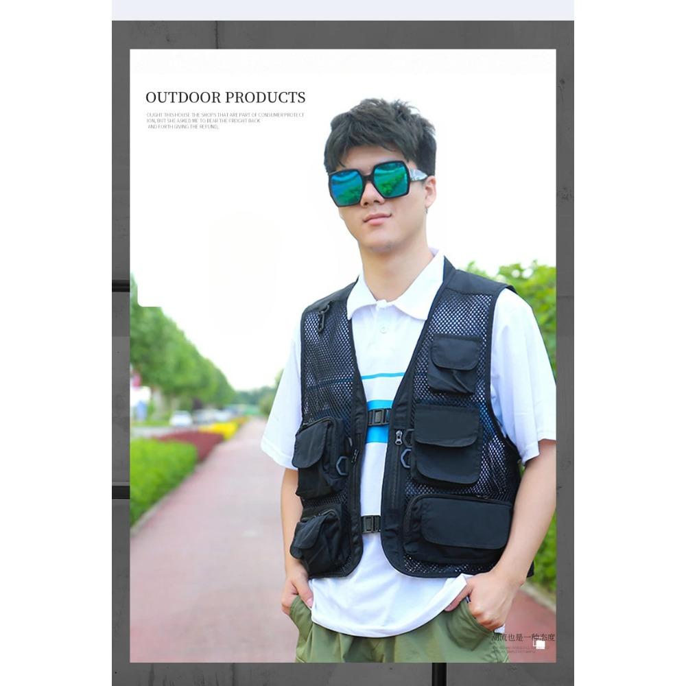 BEPAN Outdoor Leisure Sports Fishing Vest Mesh Breathable Vest Outdoor Mountaineering Multi Pocket Vest