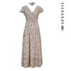 ELLASSAY Elegant Floral Print V-Neck Midi Dress