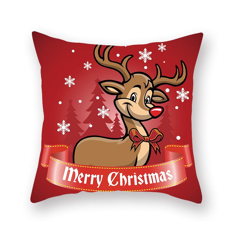 Cartoon Print Christmas Pillow Holiday Decoration Sofa Pillow Case Christmas Cushion