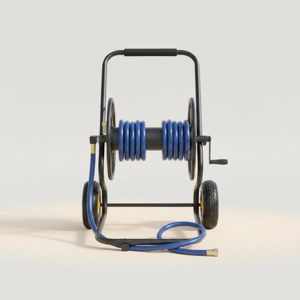 Garden Hose Reel Cart Hand-Push with Wheels Weather Resistant
