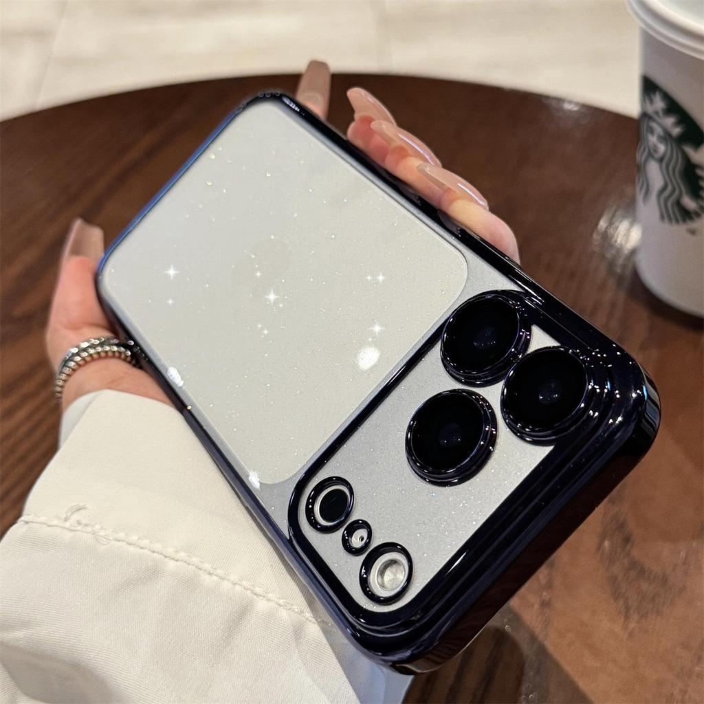 Stardust Glitter Transparent Case for iPhone 17 with Built-in Lens Film and Apple 16 Drop-Proof Protection