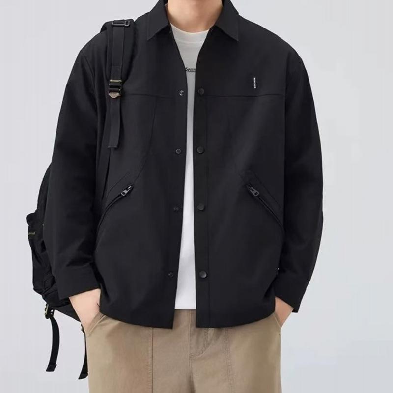 2025 Autumn Men's Japanese Retro Workwear Jacket: Casual Trendy Lapel Outerwear with High-End Feel