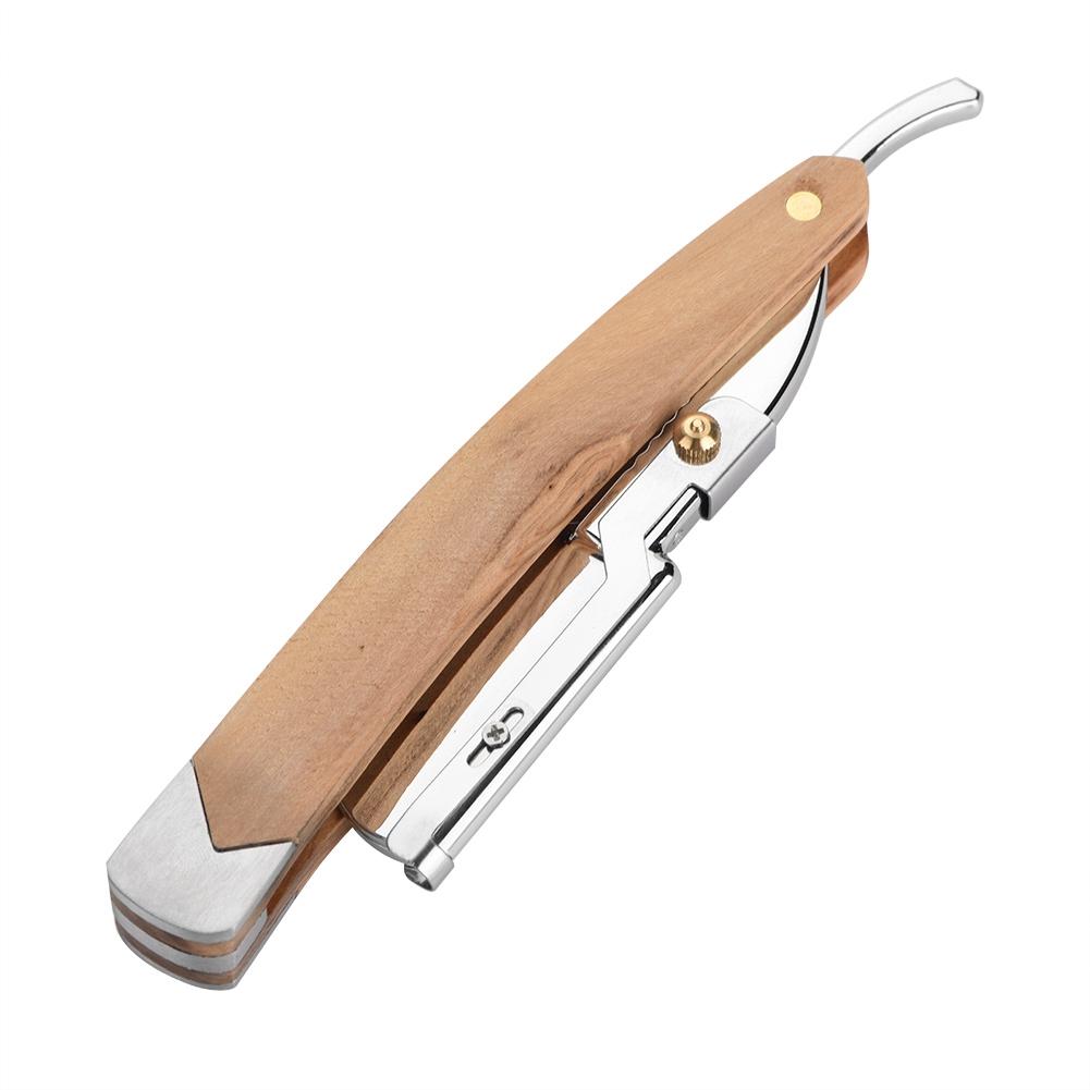 Retro Wood Handle 10pcs Blade Head Shaving Razor Folding Shaver Male Face Cleansing Care Tool