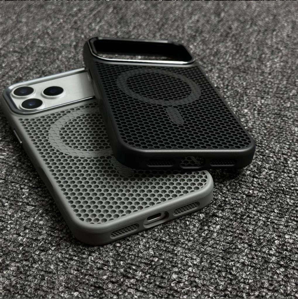 Apple 17 Pro Max Honeycomb Magnetic Heat Dissipating Skin-Feel Case with Integrated Buttons for iPhone 16/15