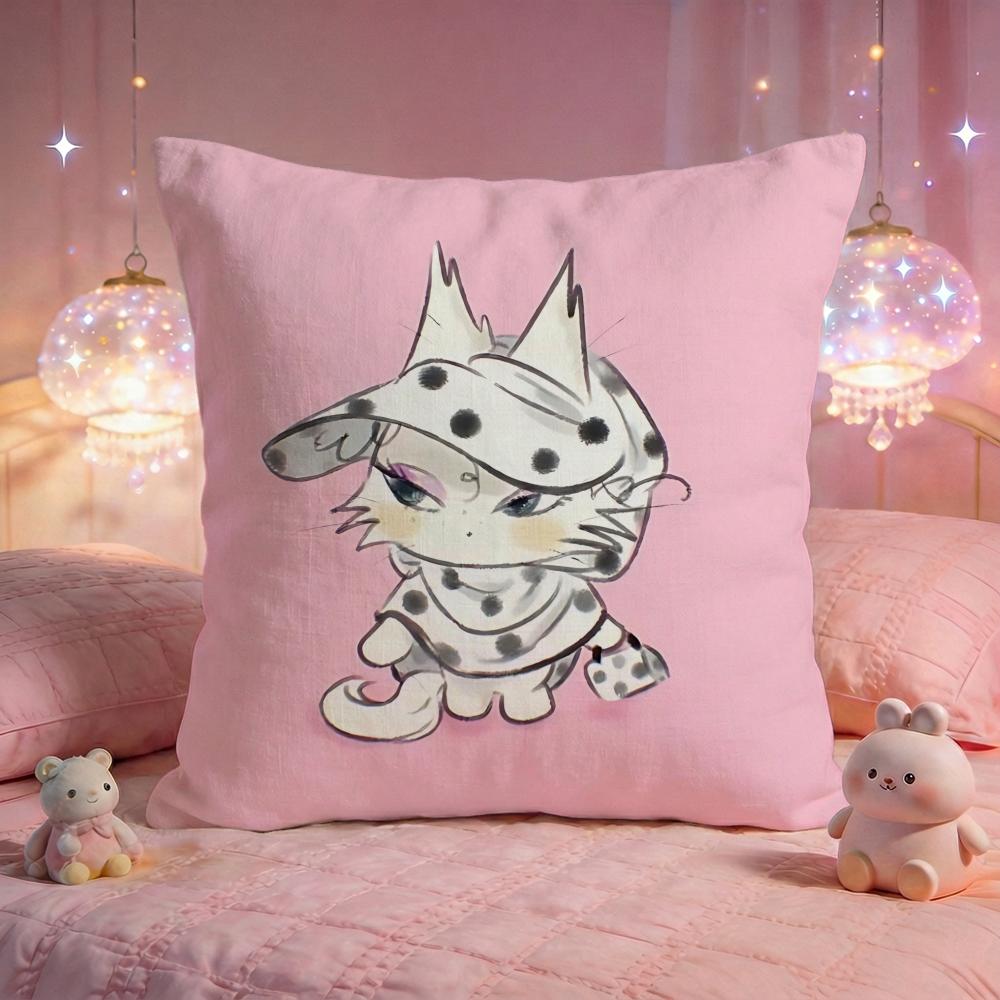 Pink Kitty Dream Cushion Cover Premium Comfort Reversible Pillow Cove Two in One Design for Any Room Car Interior
